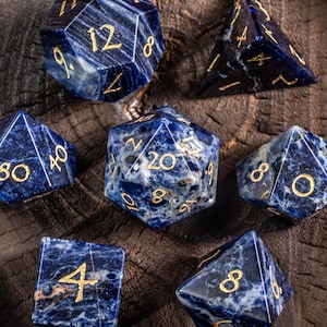 Sodalite Gemstone Dice Polyhedral Dice DND Dice Set