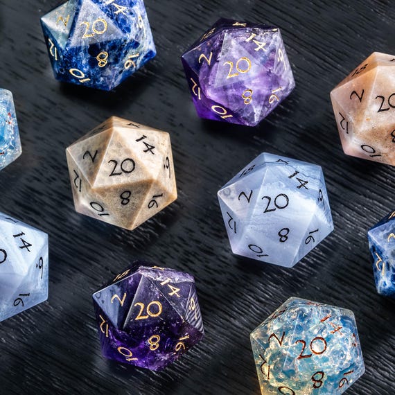Gemstone Dice Set: Polyhedral DND Dice with Luxury Gift Box