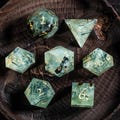 Prehnite Gemstone Dice Set: Polyhedral DND Dice with Luxury Box product logo