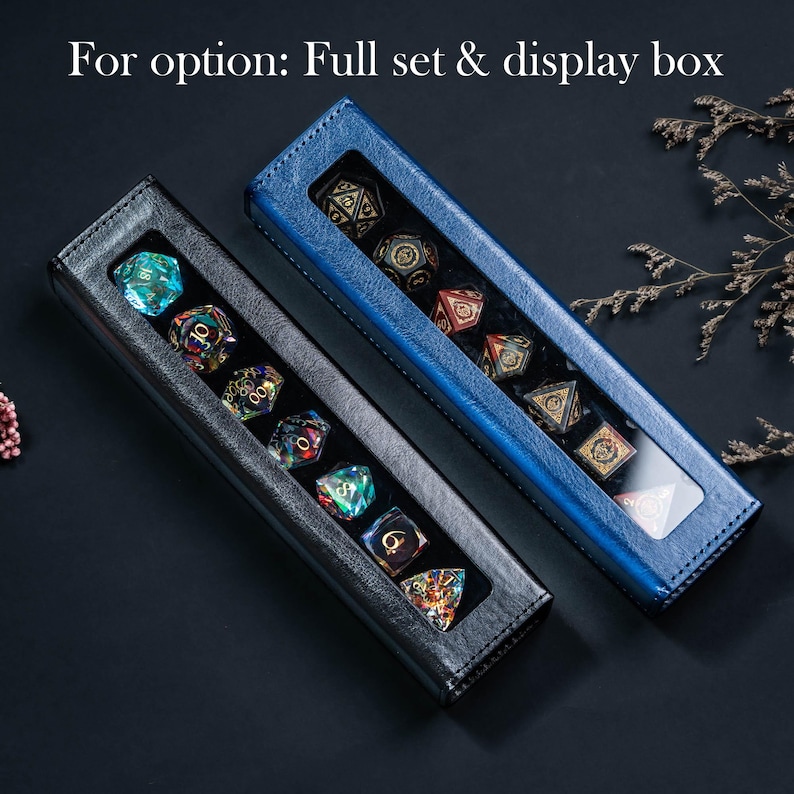 Juego de dados de piedras preciosas de madera petrificada: dados poliédricos DND Full set&display box