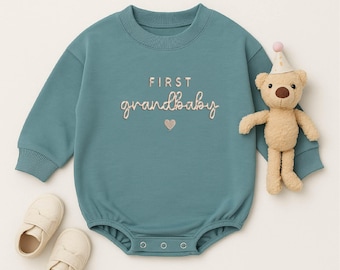 First Grandbaby Romper - Embroidered Baby Bodysuit - New Grandparent Gift - Mauve Baby Girl Clothe