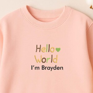 Hello Worlds Baby Romper - Custom Name Newborn Outfit - Personalized Coming Home Bodysuit - Baby Shower Gift