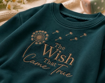 The Wish That Came True Dandelion Embroidered Baby Romper | Teal Newborn Baby Bodysuit, Coming Home Outfit