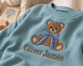 Custom Bear Embroidered Baby Romper | Personalized Baby Bodysuit, Newborn Coming Home Outfit | Handmade Baby Gift