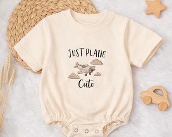 Just Plane Cute Embroidered Baby Romper | Airplane Baby Romper , Aviation Newborn Outfit, Pilot Baby Shower Gift