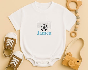 Personalisierter bestickter Fußball-Baby-Body: Strampler mit individuellem Namen