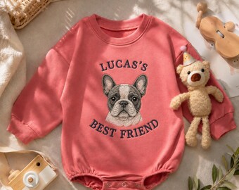 Personalized Best Friend Embroidered Baby Romper, Personalized Dog Face Baby Bodysuit, Custom Pet Lover Newborn Outfit, Custom Handmade Gift