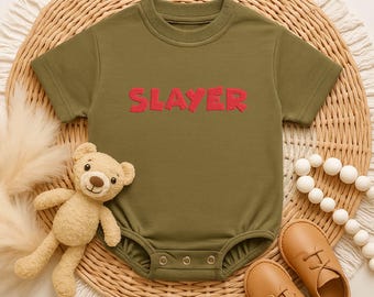 Embroidered "SLAYER" Baby Romper: Rock Band Style Outfit
