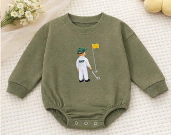 Conjunto de jugador de golf, pelele bordado para bebé, pelele para niño con temática de golf, nombre personalizado, conjunto para recién nacido para la salida del hospital, regalo personalizado para bebé