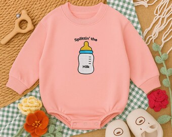 Grappige romper – Spillin' the Milk geborduurd babyromper cadeau