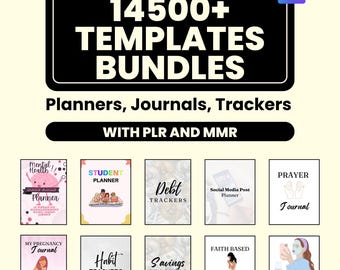 Paquete de plantillas de Canva: más de 300 planificadores, diarios y rastreadores PLR (editables e imprimibles)