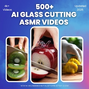 500+ ASMR Glass Cutting AI Reels: Viral TikTok, Reels, Shorts (PLR Digital Download)