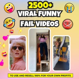 2500+ Lustige Fails Viral Videos Bündel PLR MRR | TikTok Reels & YouTube Shorts Inhalt | Faceless Social Media Video Pack Download