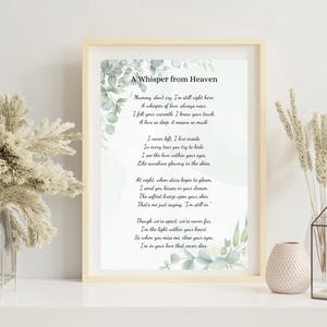 Impresión de poema sobre la pérdida de un bebé, memoria de un ángel bebé, regalo de duelo, en memoria de un ángel bebé, impresión personalizada, regalo para el Día de la Madre, regalo para una madre en duelo