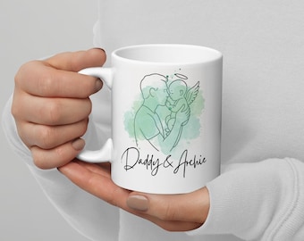 Baby Loss Memorial Mug for Dad – Personalised Angel Daddy Remembrance Gift, Miscarriage Sympathy Present, Stillbirth Gift for Father