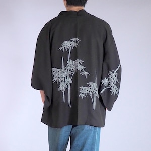 Japan vintage Kimono Haori, mens black Haori, silk Kimono, hi-end black Kimono jacket, auspicious pattern, gift for him, gift for her