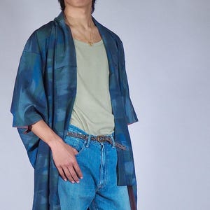 Japan vintage Kimono, mens Kimono, festival Kimono men, Kimono robe, blue Kimono, 80s vintage Kimono, gift for him, gift for her