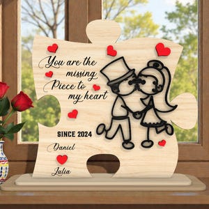 Puzzle Couple Sign Cut File SVG, You Are My Missing Piece Laser Cut File, Anniversary Gift, Couple Sign Decor,Glowforge xTool Cricut Pattern