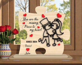 Archivo SVG de corte de letrero de pareja de rompecabezas, archivo de corte láser "Eres mi pieza faltante", regalo de aniversario, decoración de letrero de pareja, patrón de Cricut Glowforge xTool