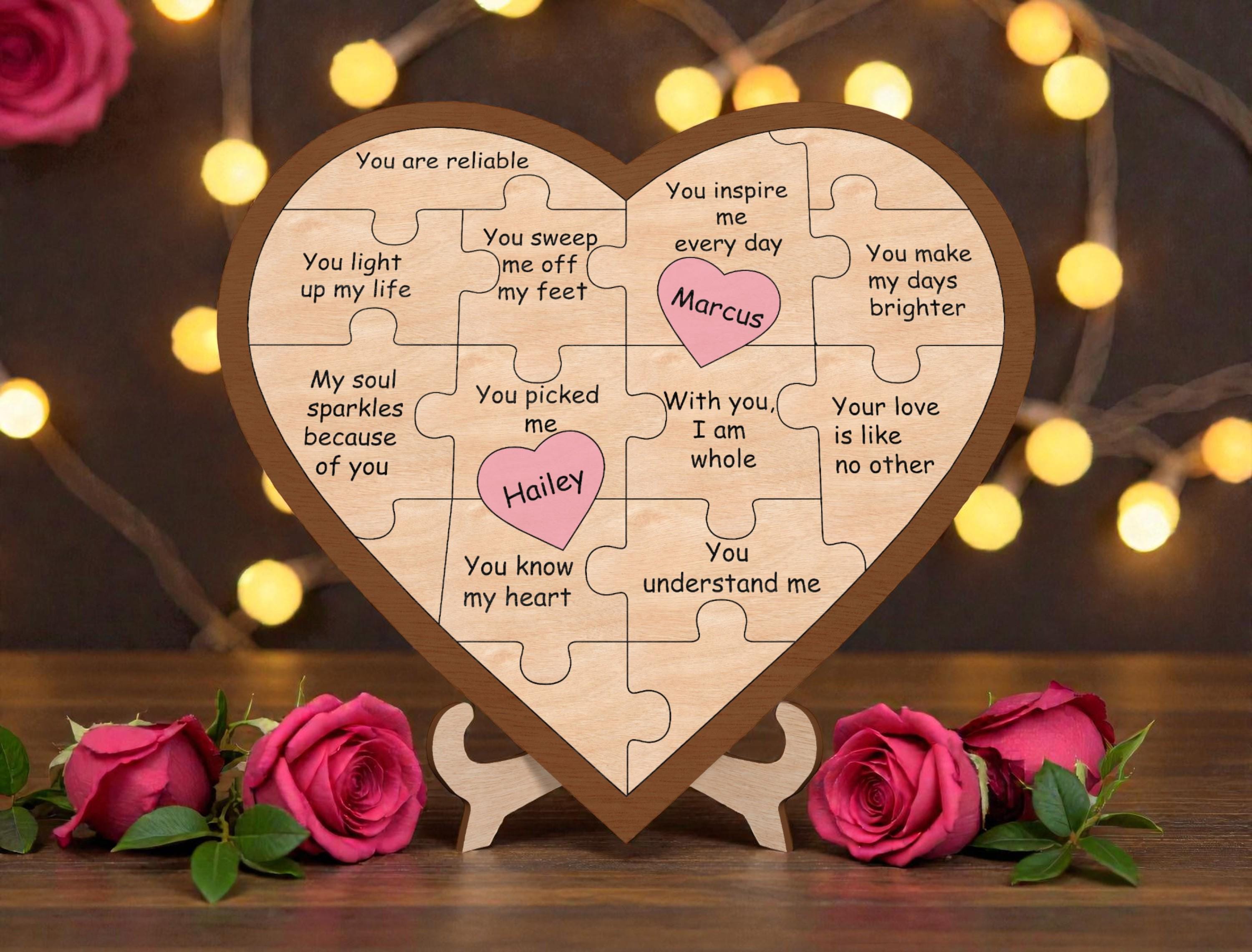 Personalized Heart Puzzle Sign SVG, Couple Name Puzzle Pieces