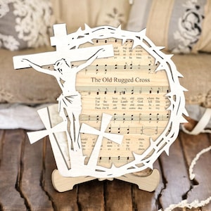 Christian Standing Svg, Jesus Cross Svg ,Easter‘s Day Standing Cutfile Svg,Jesus Svg,  Easter&#39;s Day Svg, Music Sheet Svg ,Glowforge Svg File