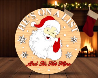 Weihnachts-Türhänger-Laserschnitt-Datei-Svg, lustiges Weihnachtszeichen-Svg, geschichtetes Weihnachtszeichen-Svg, Feiertags-Türschild-Svg, Weihnachtsdekor-Svg, Glowforge-Svg