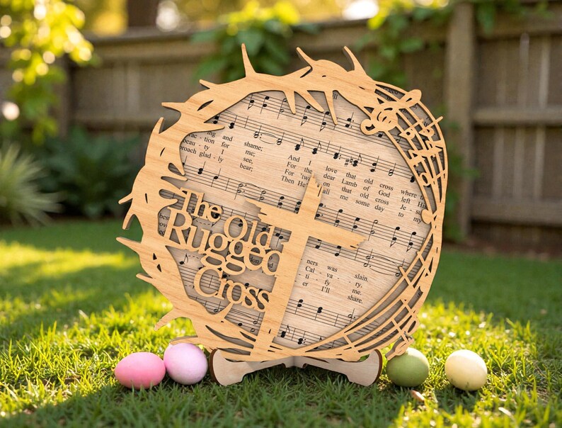 Easter Rugged Cross The Old Rugged Cross SVG, Hymn Sheet Music, Crown of Thorns, 3D Layered ...