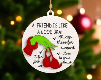 Adorno de amigo divertido cortado a láser (archivo SVG), adorno navideño de humor cortado a láser, adorno de madera de la amistad (archivo SVG), adorno navideño Glowforge