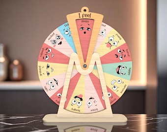 Laser Cut Feelings Wheel Emotion Board SVG , Kids Emotion Spinner , Wooden Classroom Decor , Calm Corner Chart , Digital File