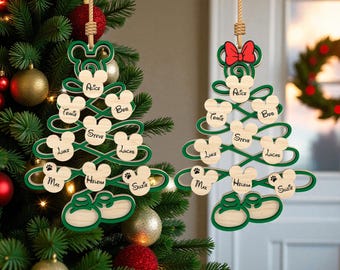 Family Christmas Tree Ornament Personalized Svg, Kids Names Ornament Svg, Holiday Laser Cut File Svg, Christmas Name Tag SvgGlowforge File