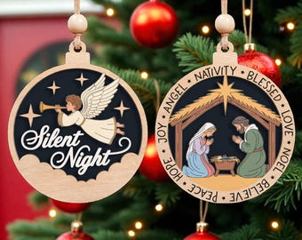 Christian Christmas Ornament Svg,Nativity Ornament Laser Cut File Svg,  O Holy Night Svg,Religious Ornament Svg,Baby Jesus Svg,Glowforge SVG