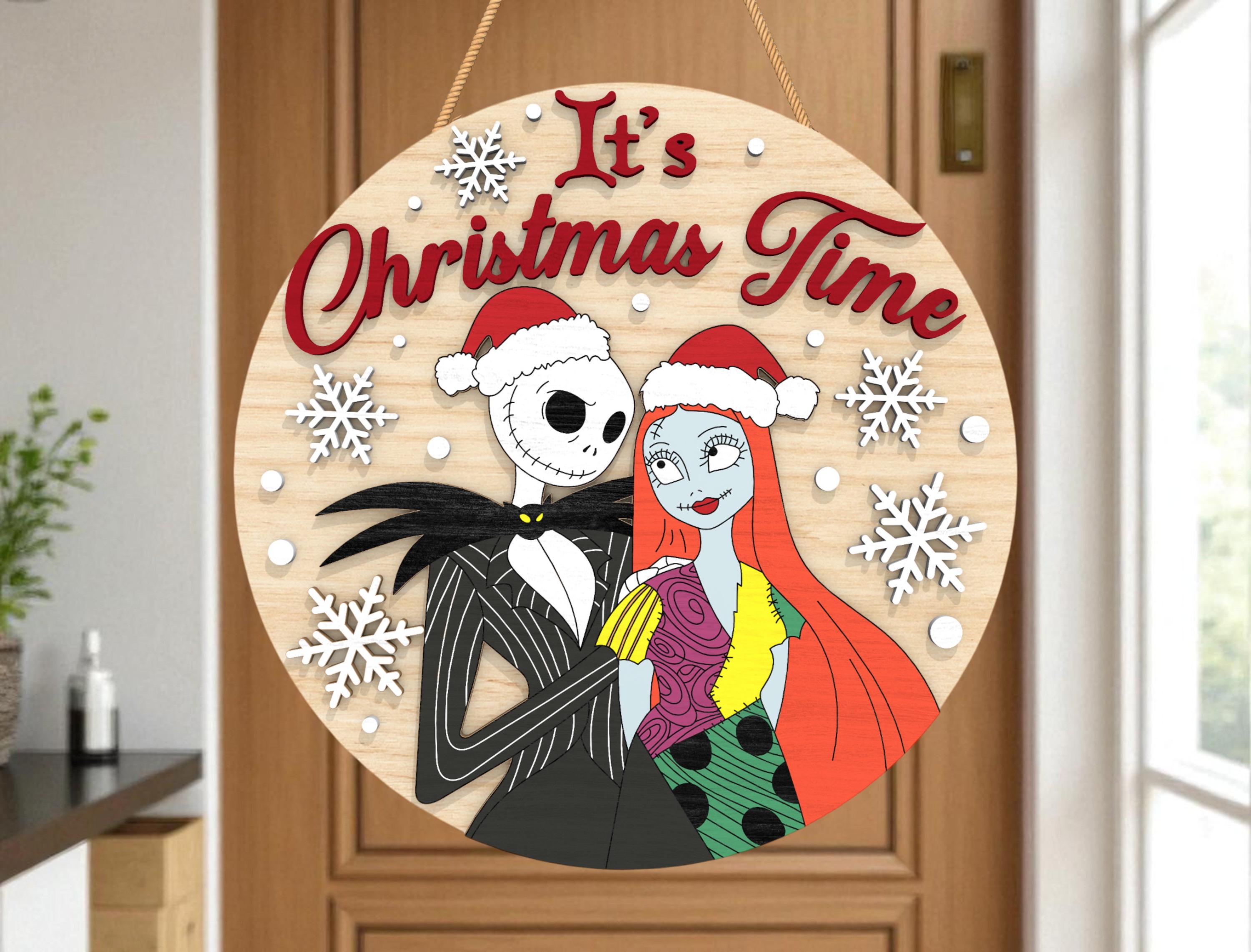 Nightmare Before Christmas Door Hanger SVG, Jack & Sally It's