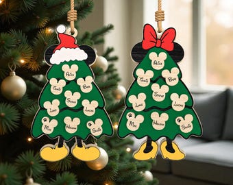 Personalized Family Christmas Tree Ornament Svg, Kids Names Ornament Svg, Holiday Laser Cut File Svg, Christmas Name Tag SvgGlowforge File