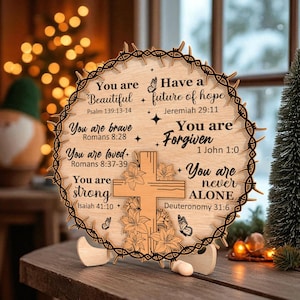 Christian Bible Verse Sign Svg, You Are Loved Scripture Round Svg,Religious Laser Cut File,Faith Inspirational Wall Decor ,Cross Wooden Sign