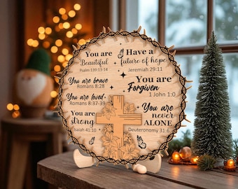 Christian Bible Verse Sign Svg, You Are Loved Scripture Round Svg,Religious Laser Cut File,Faith Inspirational Wall Decor ,Cross Wooden Sign
