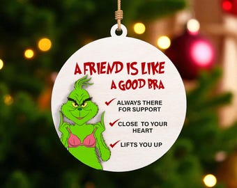 Adorno de amistad divertido cortado a láser (archivo SVG), adorno navideño con humor de mejor amigo (archivo SVG), cita de amistad cortada a láser (archivo SVG), Glowforge navideño (archivo SVG)