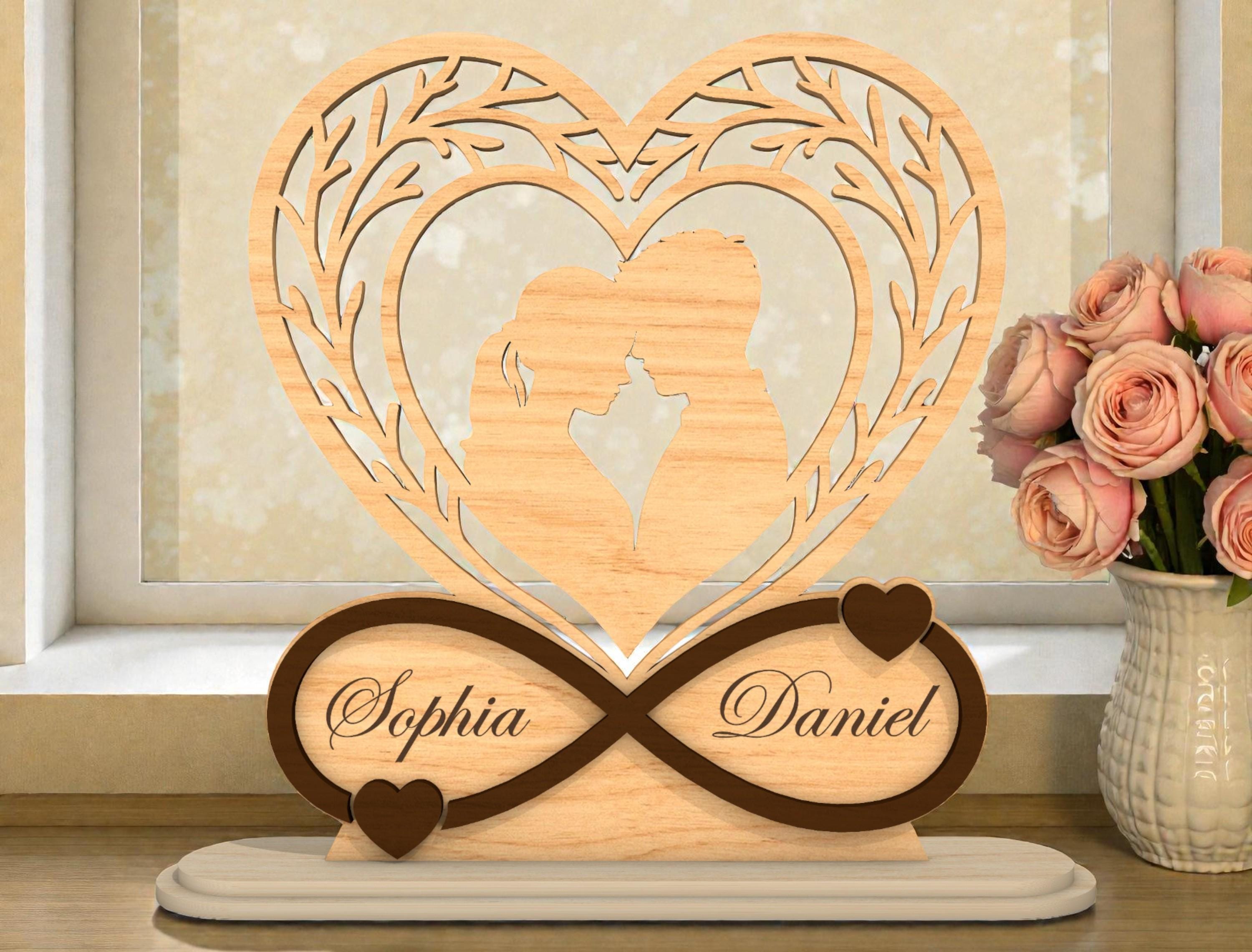 Infinity Heart Couple Sign SVG, Personalized Wedding Gift Laser
