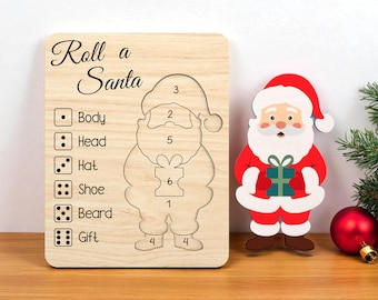 Slå en jultomte jul tärningsspel Svg, familjefest spel Svg, jultomte hantverk Svg, laserskuren träskiva Svg, Glowforge-fil