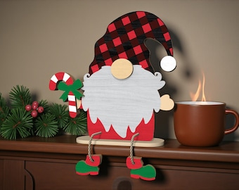Star Hat Gnome Shelf Sitter Laser Cut File Svg, 3D Christmas Gnome Laser Cut File, Wooden Holiday Gnome Decor Svg For Glowforge Xtool