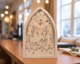 Nativity Scene Countdown Laser cut file Svg, Days Until Christmas Sign Svg, Christmas Laser Cut File, Glowforge Wood Decor Svg