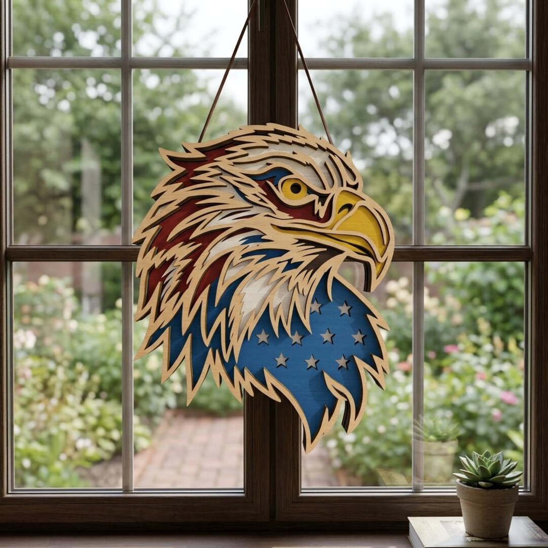 Patriotic Bald Eagle SVG, American Flag Eagle Wood Sign, Freedom ...