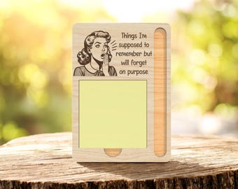 Funny Reminder Sticky Note Holder SVG, Forget On Purpose Quote Desk Sign, Humor Office Laser Cut Wood File ,Glowforge xTool Cricut