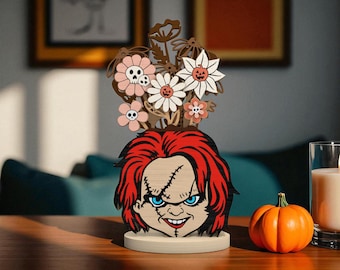 Multilayer Chucky Horror Flower Bouquet Halloween Digital Laser