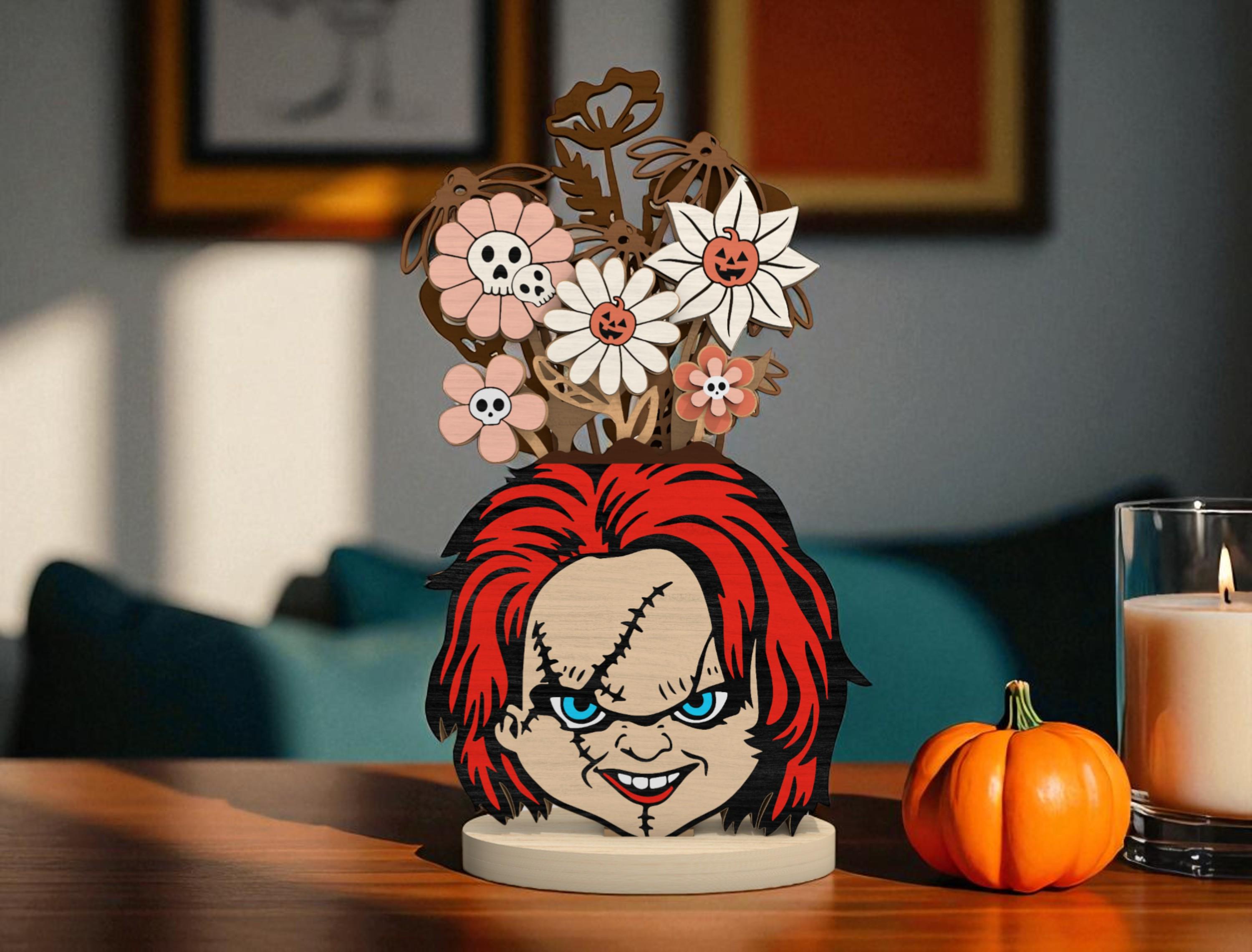 Multilayer Chucky Horror Flower Bouquet Halloween Digital Laser