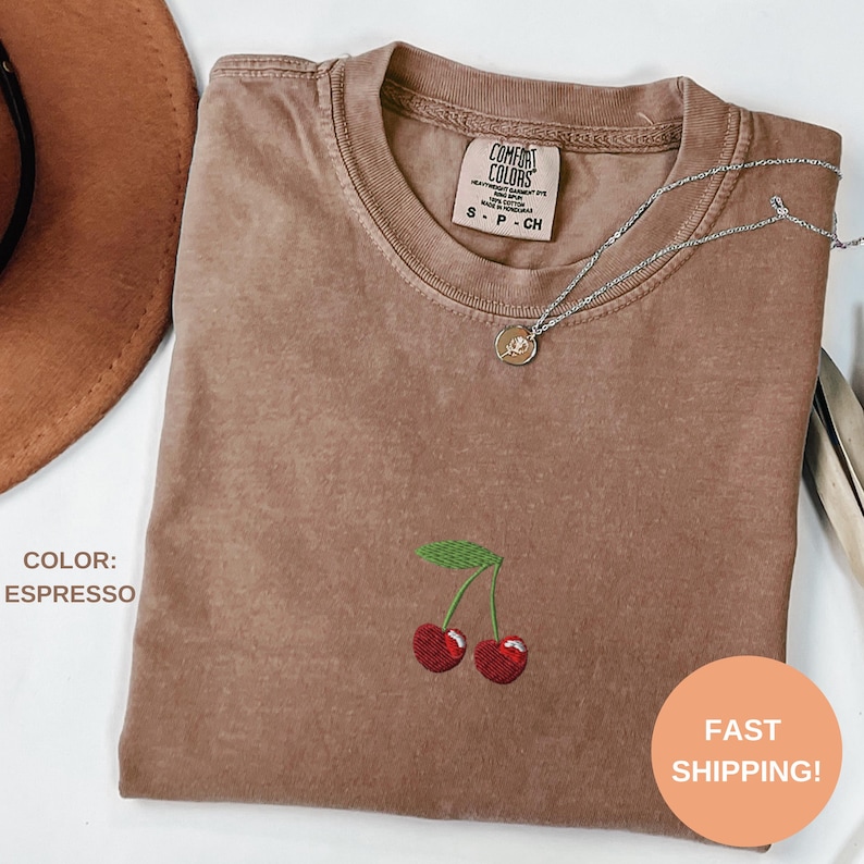 Embroidered Blueberry Cherry Berry Shirt, Cottagecore Summer Fruit Tee, Y2K Aesthetic Gift, Cottagecore Summer Fruit Tee, Berry Lover Gift