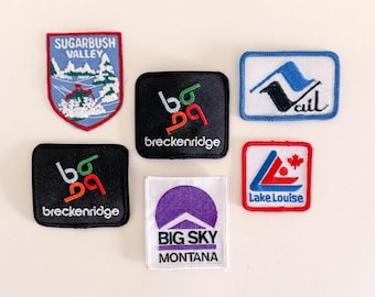 1980s Ski Resort Patch Lot – Vail, Big Sky, Breckenridge, Sugarbush, Lake Louise – Unused NOS