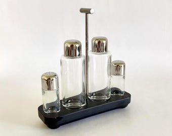 Alessi Programma 8 Condiment Set 1x3 — Oil/Vinegar Cruets & Shakers