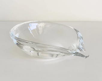Vintage Steuben Crystal Teardrop Bowl – Large Signed Decor / Cigar Ashtray