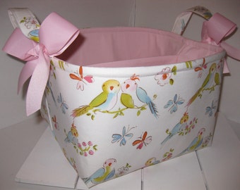 Love Birds Large Diaper Caddy 10 x 10 x 7, Organizer Bin, Baby Room Storage - Personalization Available