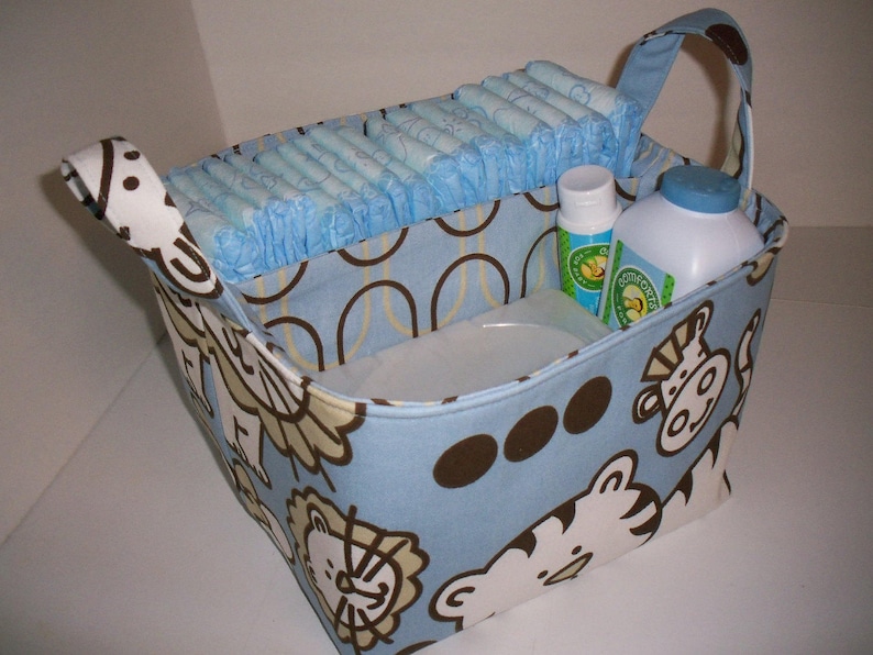 Large Diaper Caddy Organizer Bin Navy Blue White Whales Chevron Personalization Available
